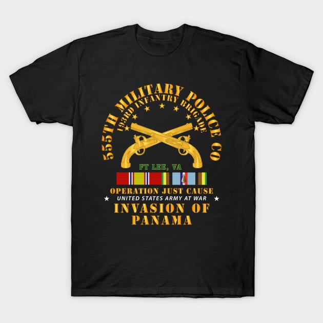 555th Military Police Co - 193rd IN BDE - Ft Lee w Svc Ribbons T-Shirt by twix123844